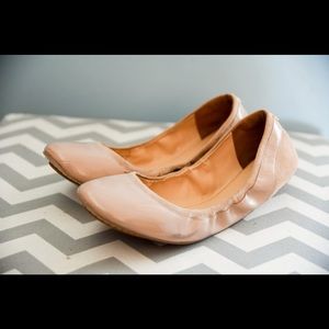 SOLD Cole Haan Beige Patent Leather Suede Flats